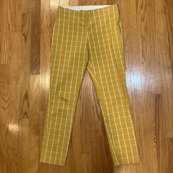 a new day Pants - Stretchy Yellow Checkered Trousers
